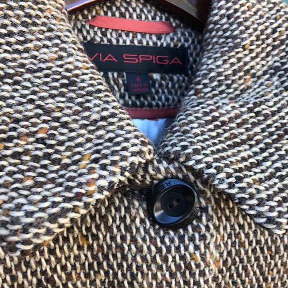 Via Spiga Wool blend Tweed Coat gorgeous lining. EUC. Made in Ukraine. - Picture 2 of 6
